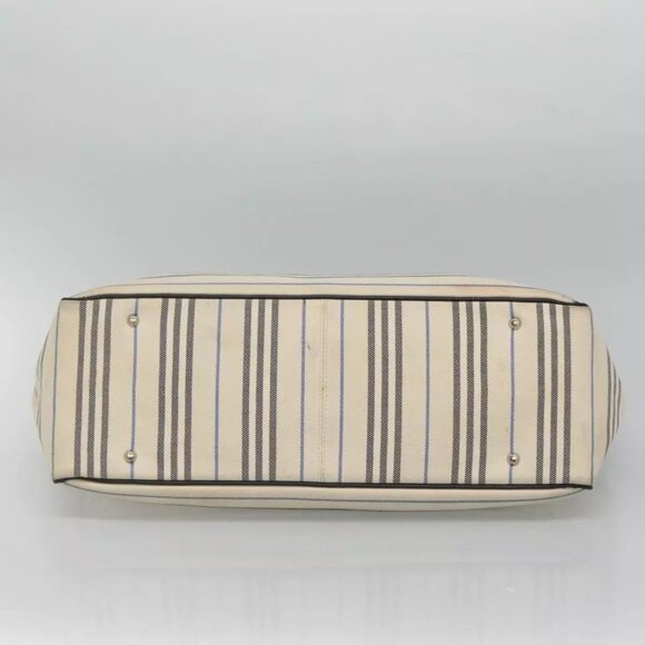 BURBERRY Tote Bag Canvas White Auth - Picture 6 of 16